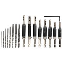 17pcs 5/64-1/4 inch Hinge Drill Bit Hex Shank Alignment Drill Bit Durable Drill Bit Set  Woodworking