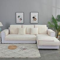 Pliušinis sutirštintas vienspalvis užvalkalas L formos sofos komplektui Sofa užvalkalas Nugarinė pusė su neslystančiomis dalelėmis Fotelio rankšluostis 70x70cm 1pc white