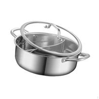 Chinese Double Sided Pot for Shabu Cooking Stainless Steel Gas Stockpot Kitchen And Travel 24cm gray