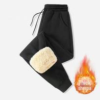 Men's Winter Sports Fleece-Lined Cuffed Pants, Plus Size, Loose Fit 4XL
