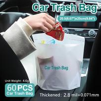 60/100 vienkartinių šiukšlių maišų automobiliams, vėmimui, šie maišai yra patobulinti ir sutvirtinti, kad tarnautų ilgiau 60pcs
