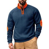 Men's Fleece Sweatshirt Long Sleeve Pullover Quarter Zipper Up Stand Collar Winter Fall Sweat Shirts Turtleneck Pullover Mock Neck Henley Tops for Men S
