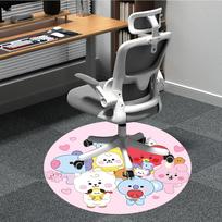 1PC BT21 Characters Office Round Rug, Non-slip, Soft and Durable Office Rug for Interior Decoration, Perfect for Office, Beautiful Decoration 80cm