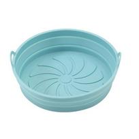 Air Fryer Liners Silicone Cooking Mat Non-Stick Reusable Food Grade Heat Resistant Foldable Basket 1pc Round žalia