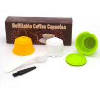 Reusable Coffee Filter Cup for Nespresso Dolce Gusto Capsules 3-Pack with Spoon + Brush