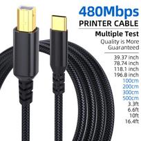 LAIHONEN USB Type C į USB B spausdintuvo kabelis Pilkas pintas spausdintuvo ir skaitytuvo laidas Canon Epson HP Samsung USB spausdintuvams 3m