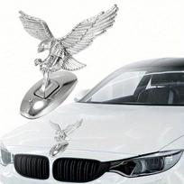 1 vnt. Sidabrinis erelio formos automobilio papuošalas su vandeniui atspariu lipniu ir nerūdyjančiu variklio dangčio erelio laikikliu, chromuotas automobilio dekoracija one-size