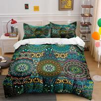 Mandala Pattern Bedding Set in Green Tones Bedding set (1 duvet cover, 2 pillowcases, duvet not included) 135x200cm