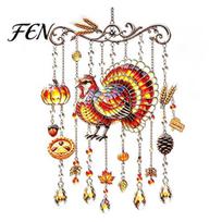Outdoor Patio Wind Spinners Fall Animal Chime Suncatcher, Stained Acrylic Fox Rabbit Hanging Suncatcher Sun Catcher for Porch with Prism Drops, Garden 20cm B