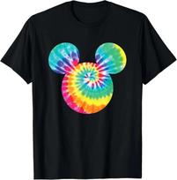New Disney Mickey Mouse Icon Rainbow Tie-Dye Short Sleeve Fashion Casual T-Shirt S-4XL Four Seasons XXXL