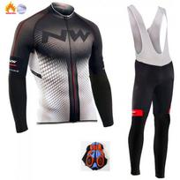 Fleece-lined Winter Cycling Bib Set Long Sleeve Thermal Jersey Road Mountain Bikes XS