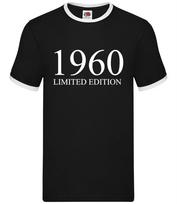Limited Edition 1960 - Mens Ringer - Birthday Present 64th 64 Gift Age XXL