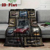 Car Art Rug 2D Flat Pattern Flannel Blanket, High quality All Seasons, Home Decor, Warmth and Comfort, Perfect for Christmas Gifts. 80cm x 120cm