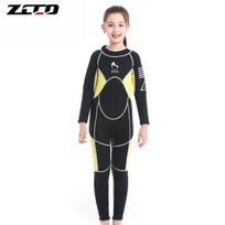 3 mm neoprenas Vaikams Pilnas hidrokostiumas Snorkeliavimui Banglenčių sportui Nardymui UV apsauga Ilgomis rankovėmis Unisex Vaikų maudymosi kostiumas XXS 2-3Y mėlyna
