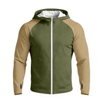 Men's Casual Hooded Long Sleeve Sun Jacket - Two-Tone Lightweight Outdoor Coat L