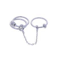 Women's Unique Multi-Piece Stacking Finger Jewelry New Engagement Band Three Slippy Circle Ring Link Chain Tassel Wedding Ring 6
