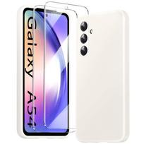 Galaxy A54 5G dėklas su 2 vnt. grūdinto stiklo ekrano apsauga, skysto silikono, minkštu mikropluošto pamušalu, dėklas, skirtas Samsung Galaxy A55 A53 A52S A51 A50 For Samsung Galaxy A50