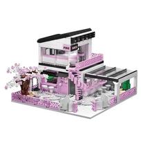 City Street View Japanese Traditional Single-family Villa Range Retro Flower House Architecture Building Block Toy for Kids Gift