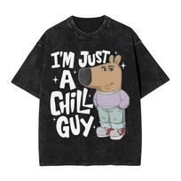 Crazy I Am Just a Chill Guy Funny Meme T-Shirt Men O Neck 100% Cotton Washed T Shirt  Short Sleeve Tees Tops S