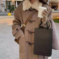 Coat Women's Woolen Winter Mid-length Over-the-knee High-end Horn Button Woolen Coat XXL gelsvai ruda