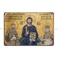 Jesus Christ Pantocrato Mosaic In Hagia Sophia Istanbul Metal Plaque Poster Character Painting Custom Pub Club Tin Sign Poster 20x30cm（7.8x11.8inch）
