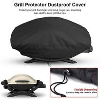 Oxford Fabric Black BBQ Grill Cover With Drawstring Waterproof Lightweight Dust Cover For Weber Q1200 And 1000 Grill protecting China Mainland