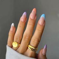 Fashion Artificial Manicure Tool French Fake Nails Flower Almond False Nails Nail Tips Wearable 04