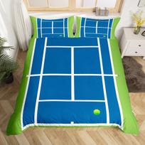 Tenis Court Soft Duvet Cover Twin Quen,Tenis Competion Sports Game Graslplus Warm Comforter Cover Geometric White Stripes Beding Set 135*200cm Eu-Single