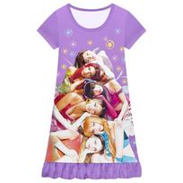 82979 Kids Girls KATSEYE Short Sleeves Ruffle Pleat Dress 100cm