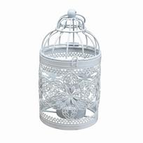 Iron Art Candle Holder Bird Cage Desktop Ornament Craft  Home Decoration E-White