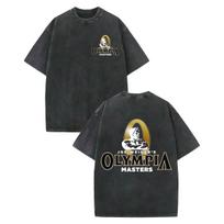 Vintage Olympia Gym Double Sided Print Washed Tshirt Harajuku Casual s Short Sleeve T Shirts Aesthetic Pop Oversized Tee Shirt S