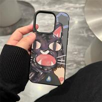 Phone Case For Samsung A05S A06 A07 A15 A16 S26 A34 A35 A55 Luxury Shockproof Anti Fall Graffiti Black Cat Fashion Cover Samsung A34