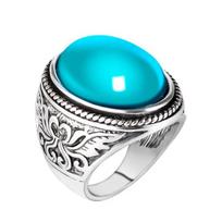 Men Vintage Artificial Gem Carving Band Finger Ring Jewelry Party Banquet Gift US 8