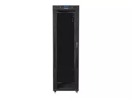 LANBERG free standing rack 19inch cabinet 42U 600x800 glass door LCD flat pack black