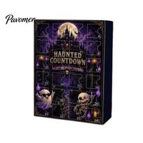 24 Day Countdown Box Halloween Advent Calendar, Haunted with Mini Acrylic Holiday Toy Collection Figures, Spooky Collectible Set for Kids, Party Favor A black