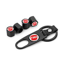 Car Tire Valve Cap Wheel Stem Cover with Wrench KeyChain for FIAT Abbas Abarth 500 Panda Bravo Punto Tipo Linea Ducato Freemont