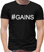 Hashtag Gains Mens T-Shirt - Gym - Exercise - Workout - Fitness - Weights XS