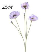 Realistic Faux Plants for Wedding 5 Heads Artificial Poppies Flowers with Stems, Silk Fake Flowers, Natural Look Floral Stems Bouquet Table