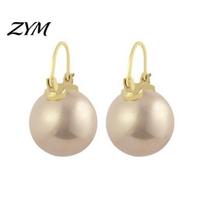 Comfortable Ear Buckles 1 Pair Faux Pearl Drop Dangle Earrings for Women, Round High Quality White Hoop Daily Wear, Wedding, Prom Women