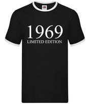 Limited Edition 1969 - Mens Ringer - Birthday Present 55th 55 Gift Age M