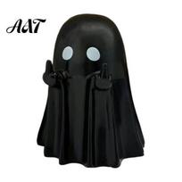 Unique Holiday Craft Gift Halloween Middle Finger Ghost Figurine Pen Holder, Spooky Gesture Resin Holder for Desk Stand, Cute Ornaments, Perfect Home