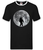 Astronaut On The Moon - Mens Ringer - Space Galaxy Universe Planet L