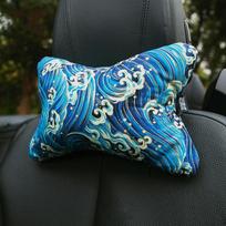 Car head pillow neck pillow  and wind day floating world painted four seasons universal car interior pillow car bone pillow
