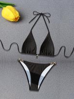 European And American Bikini Adjustable Straps Skinny Premium Swimsuit Swimsuit Women'S Neck Strap Beachwear L