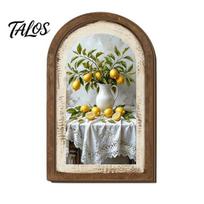 Pastoral Tulip Wooden Sign Lemon Arched Wall Art Decor, Flowers Sign, Nordic Botanical Stickers Style Decoration for Home Kitchen Bedroom Living Room D