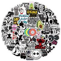 10/30/50pcs Sports Gym Fitness Inspirational Phrase Stickers Cartoon Graffiti Sticker Water Bottle Phone Luggage Decals Packing