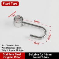 4pcs Stainless Steel Curtain Rod Hook Windproof Tube Rod Hook Durable Hanging Pipe Hook  Bathroom Silver-16mm