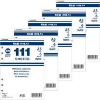 Raymay Fujii System Planner A5 Set of 5 Refills, 111-pack, Plain, Size, (Item No. 1589910)