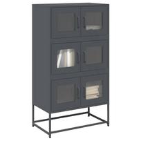 Komoda Wysoka Antracyt 68X39X123 Cm Stal