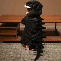 3D Dizaino Dinozauras Pliušinis Kepurė Realistiškas Pliušinis Gyvūnas Kaulų Rinkinys Dinazauro Skeleto Galvos Apdangalas Anime Dovana 80CM(31.50in) juoda